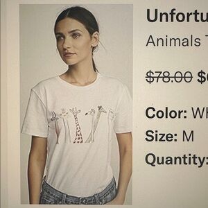 Unfortunate Portrait Long Neck Animals Tee Size Medium 100% Cotton